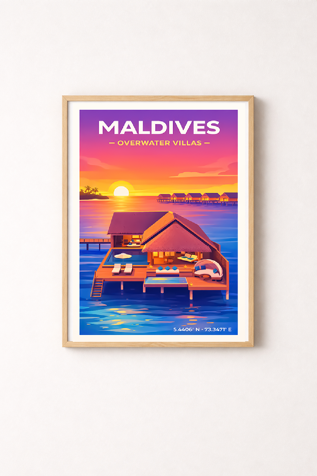 Affiche Maldives — Villas sur Pilotis