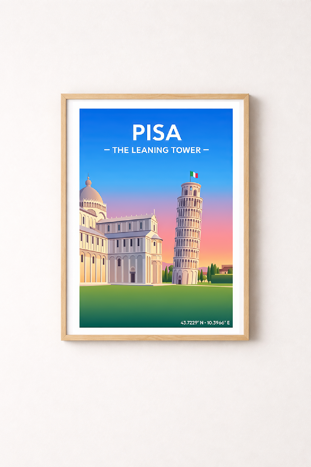 Affiche Pise — Tour Penchée, Italie