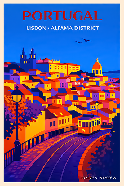 Affiche Lisbonne — Alfama, Portugal