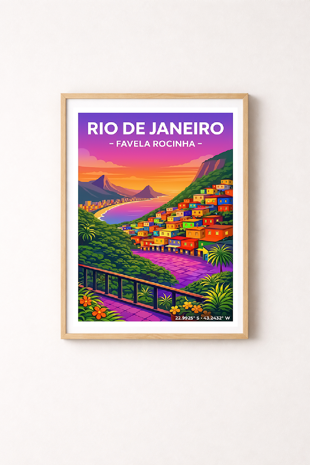Affiche Rio de Janeiro — Favela Rocinha, Brésil