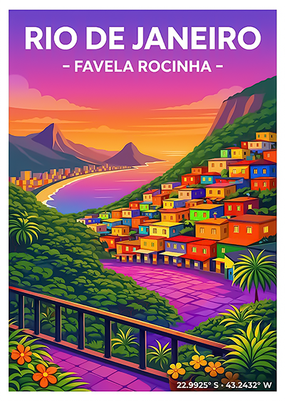 Affiche Rio de Janeiro — Favela Rocinha, Brésil