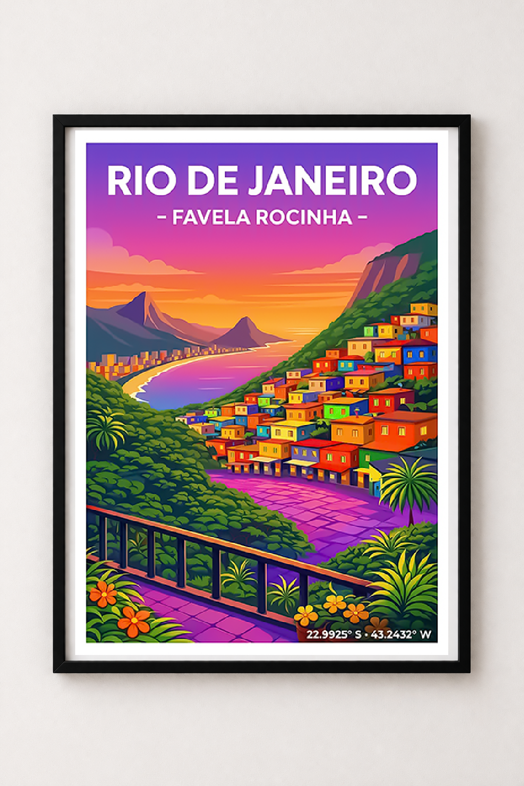 Affiche Rio de Janeiro — Favela Rocinha, Brésil