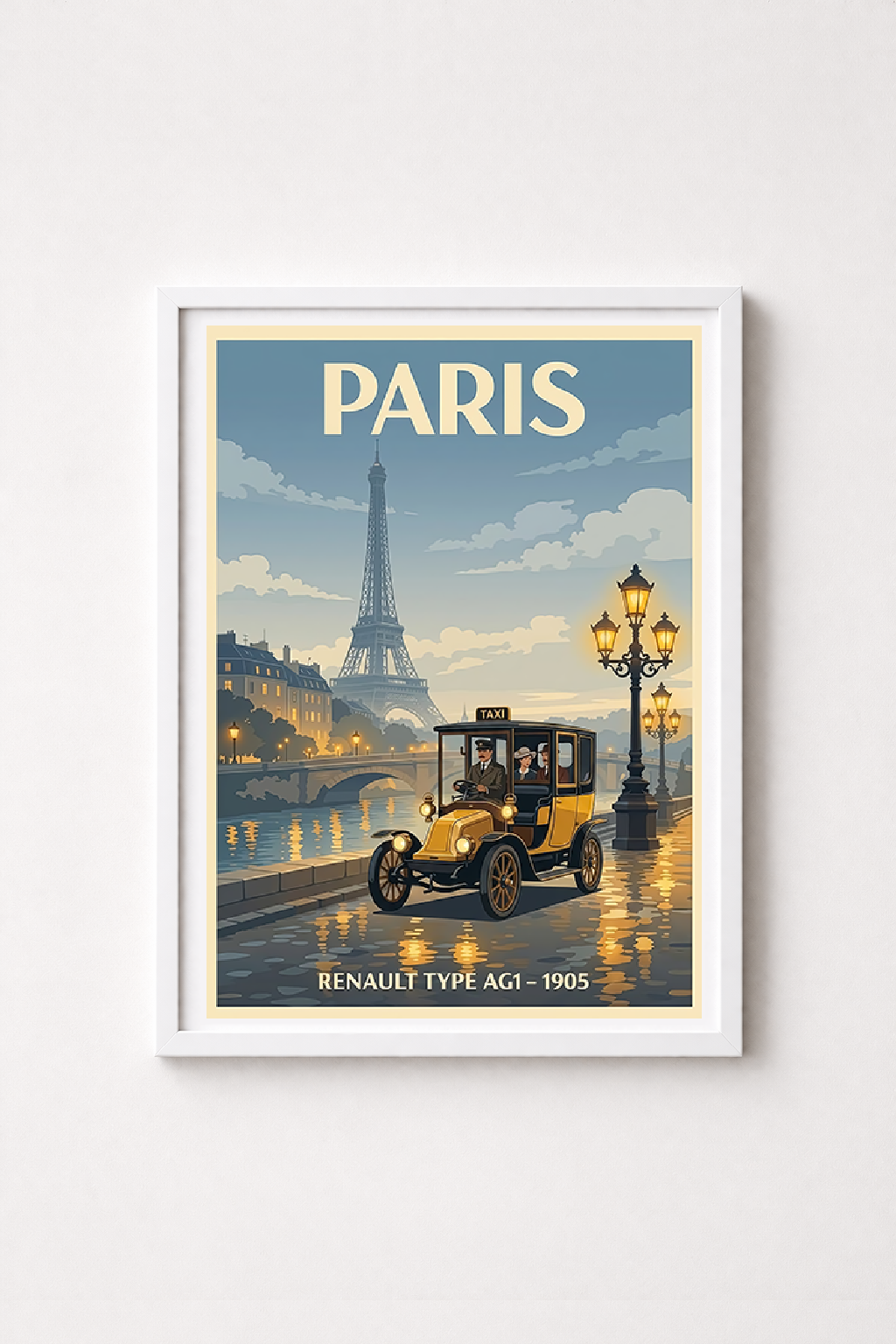 Affiche Renault Type AG1 1905 — Paris, poster mural style rétro