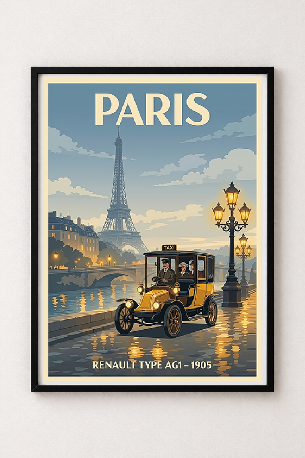 Affiche Renault Type AG1 1905 — Paris, poster vintage encadré