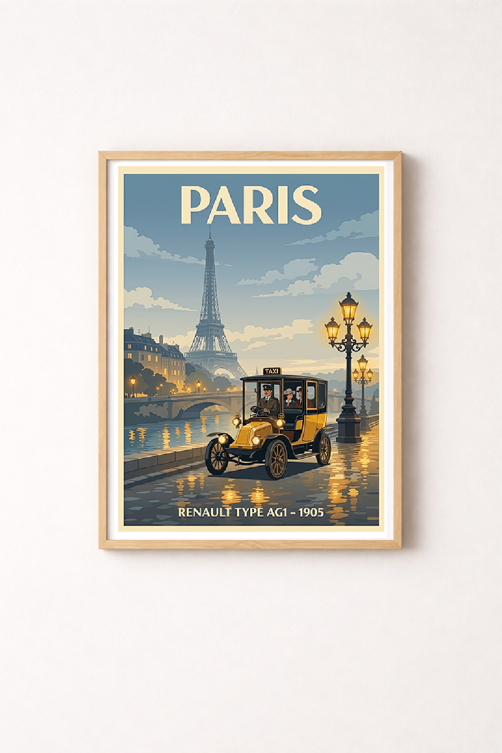 Affiche Renault Type AG1 1905 — Paris, décoration murale vintage
