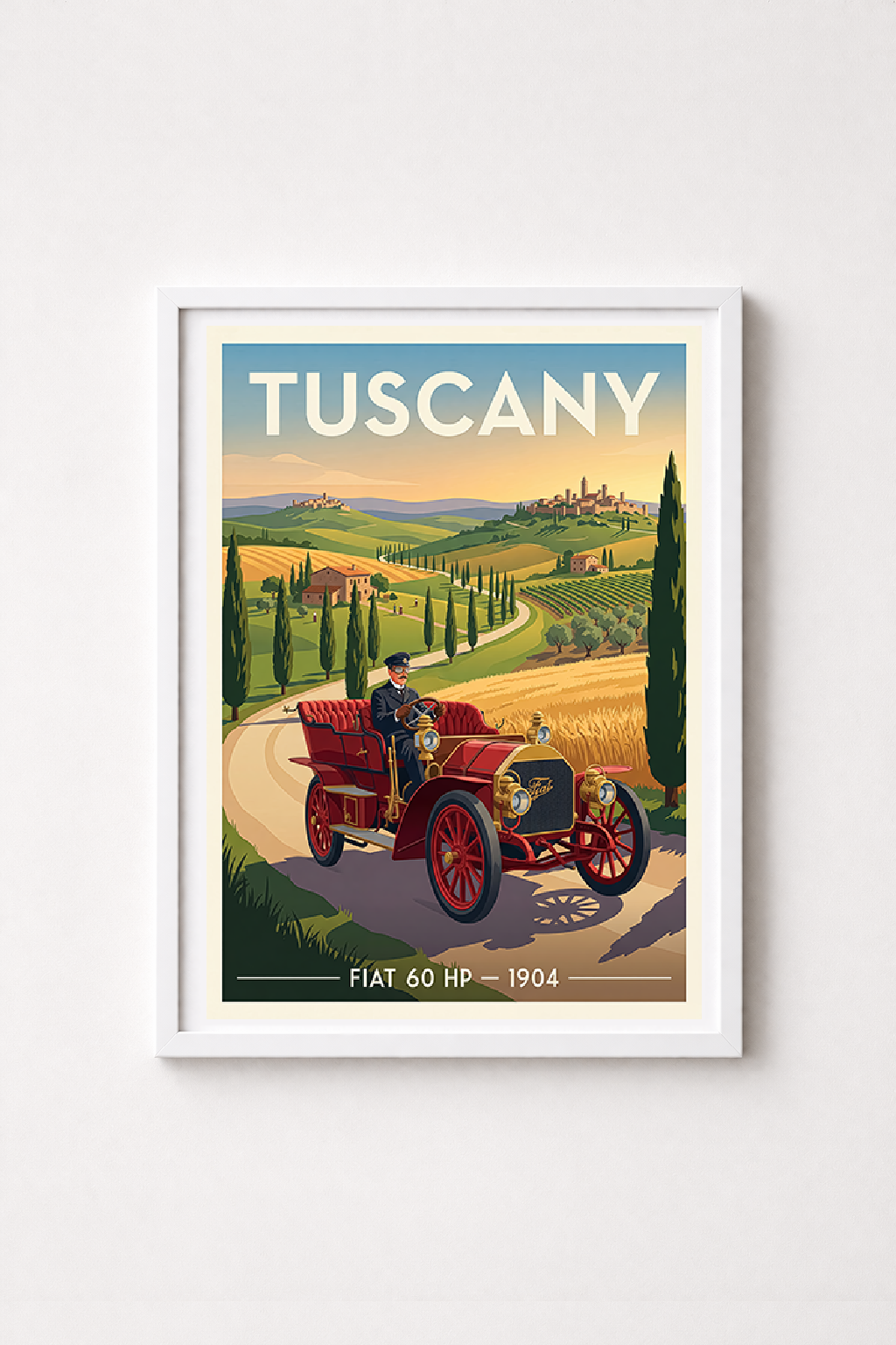 Affiche Fiat 60 HP 1904 — Toscane, affiche déco pour salon