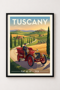 Affiche Fiat 60 HP 1904 — Toscane, affiche vintage encadrée