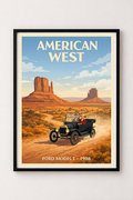 Affiche Ford Model T 1908 — Ouest Américain, affiche vintage encadrée
