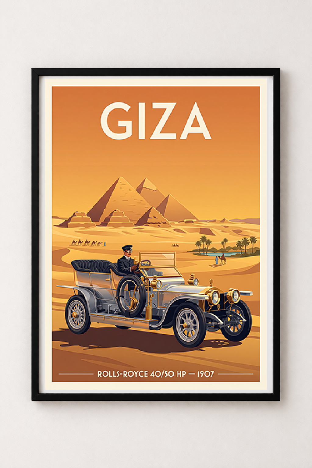 Affiche Rolls-Royce 40/50 HP 1907 — Égypte, poster vintage encadré