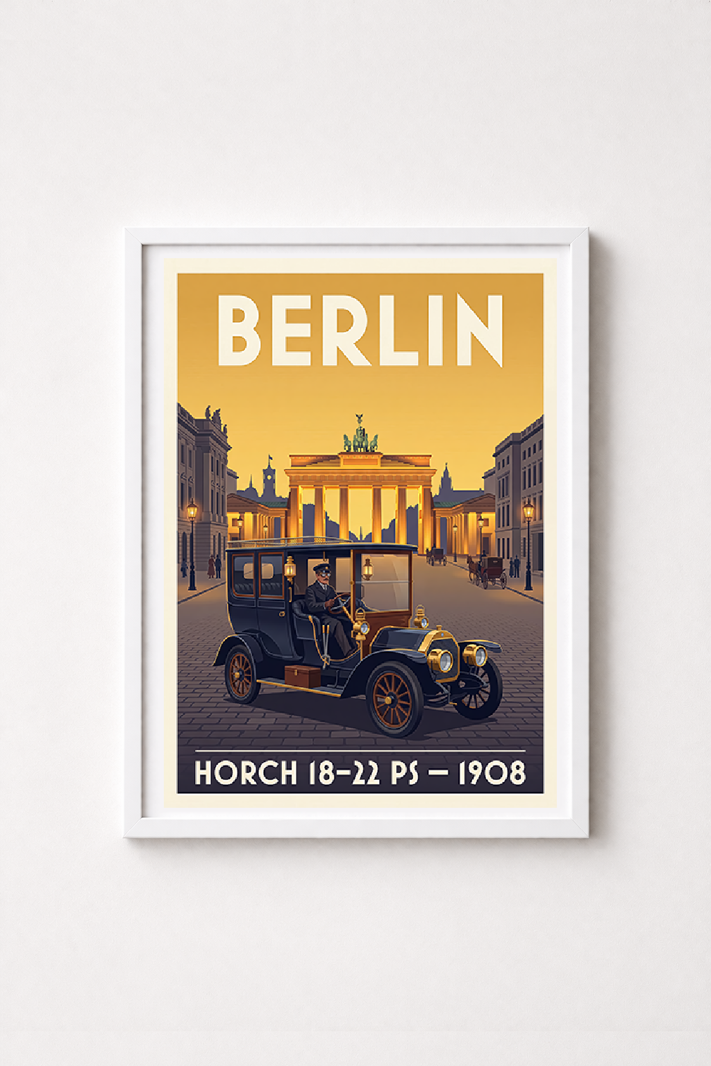 Affiche Horch 18-22 PS 1908 — Berlin, poster mural style rétro