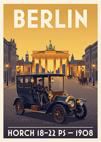Affiche Horch 18-22 PS 1908 — Berlin, affiche imprimée sur papier 250 g/m²