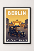 Affiche Horch 18-22 PS 1908 — Berlin, affiche vintage encadrée