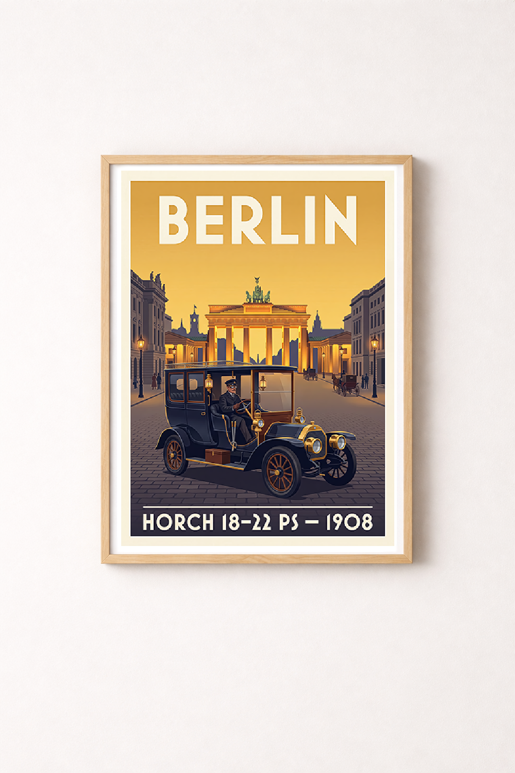 Affiche Horch 18-22 PS 1908 — Berlin, décoration murale vintage