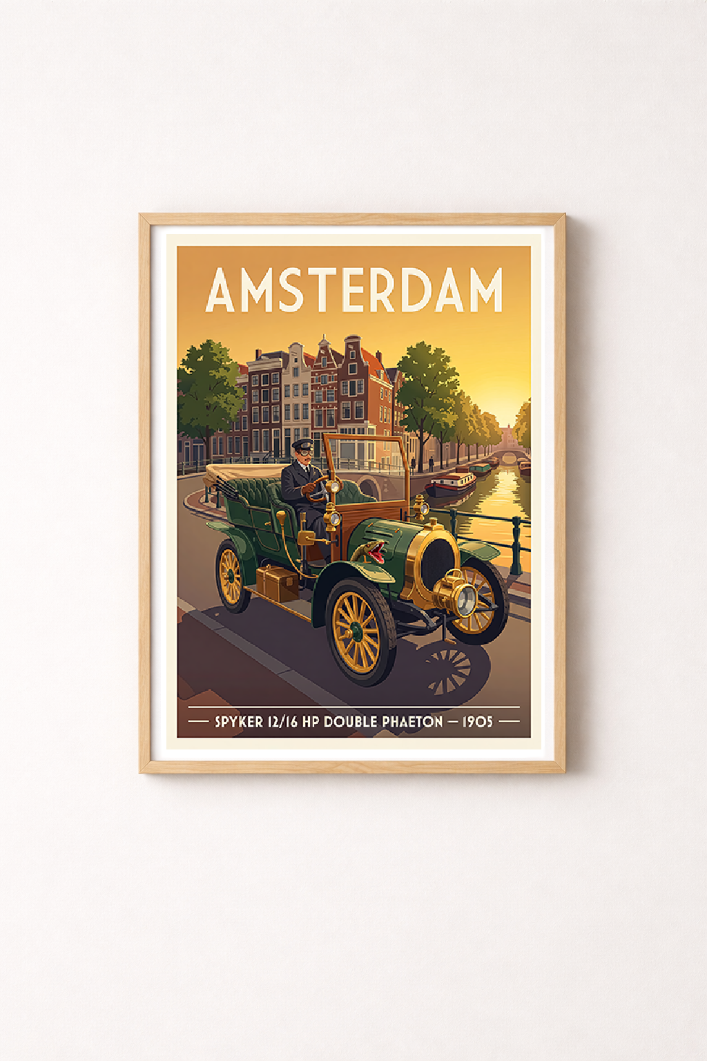 Affiche Spyker 12/18 HP 1905 — Amsterdam, décoration murale vintage