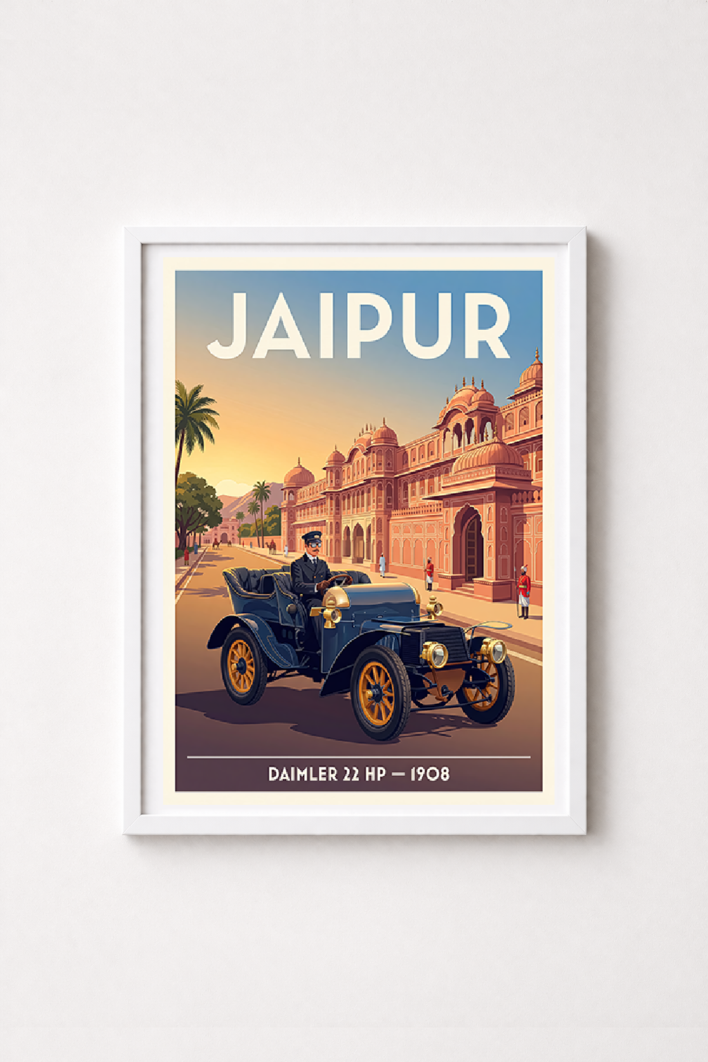 Affiche Daimler 22 HP 1908 — Jaipur, Inde, affiche déco pour salon