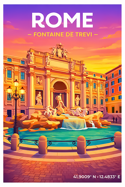 Affiche Rome — Fontaine de Trevi, Italie