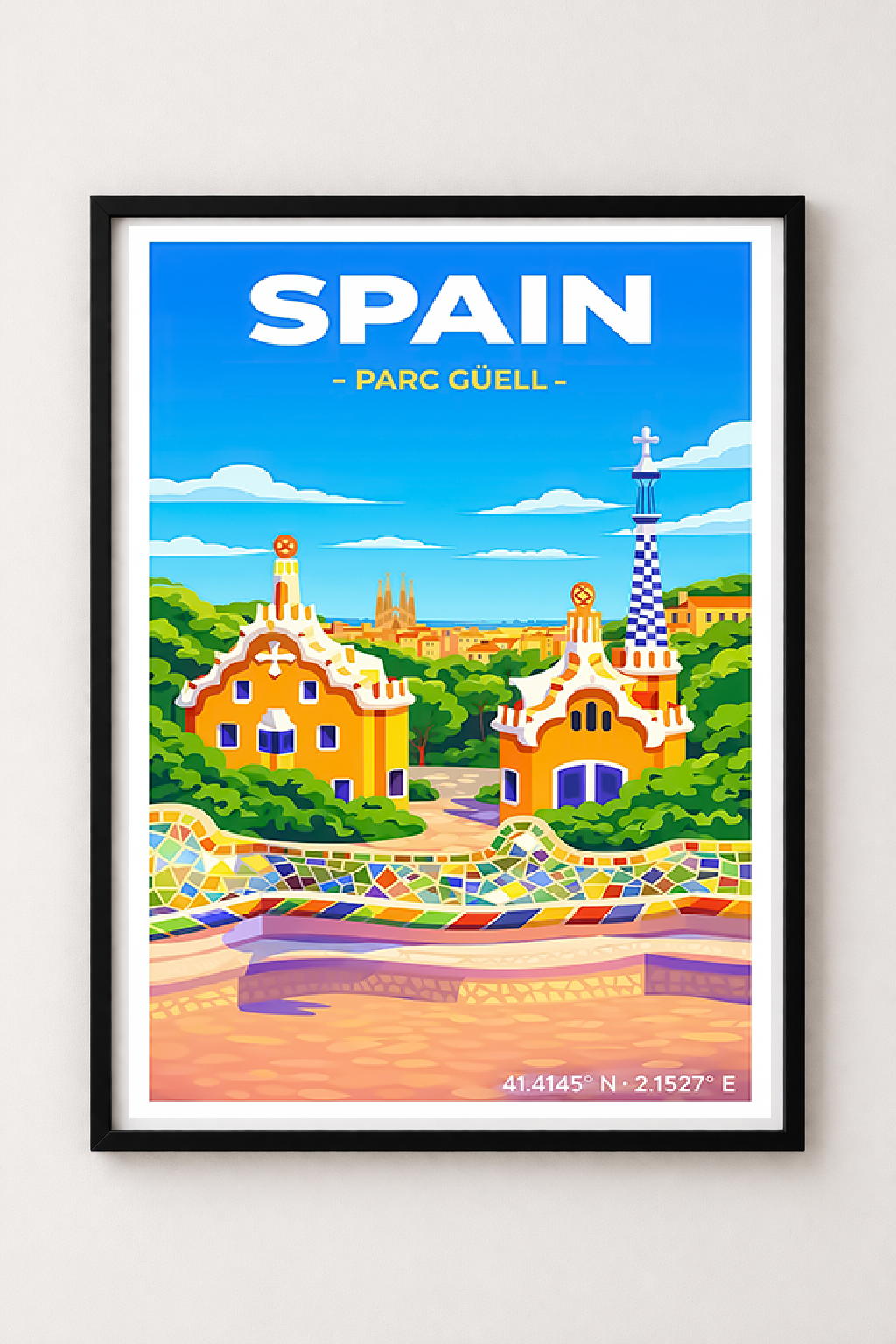 Affiche Barcelone — Parc Güell, Espagne
