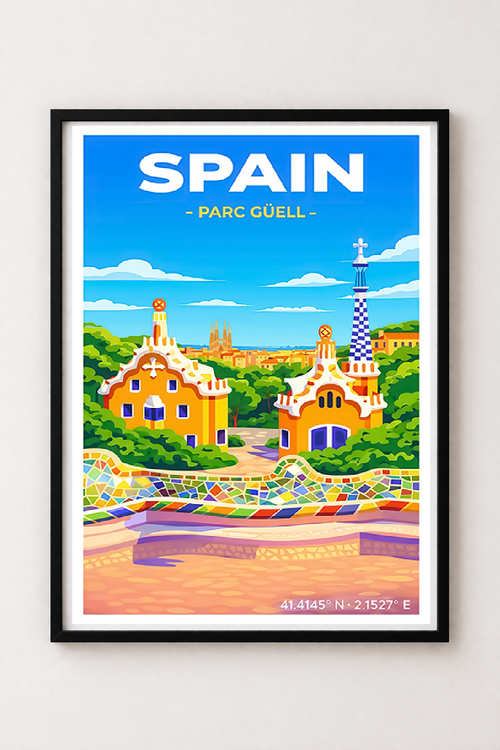 Affiche Barcelone — Parc Güell, Espagne