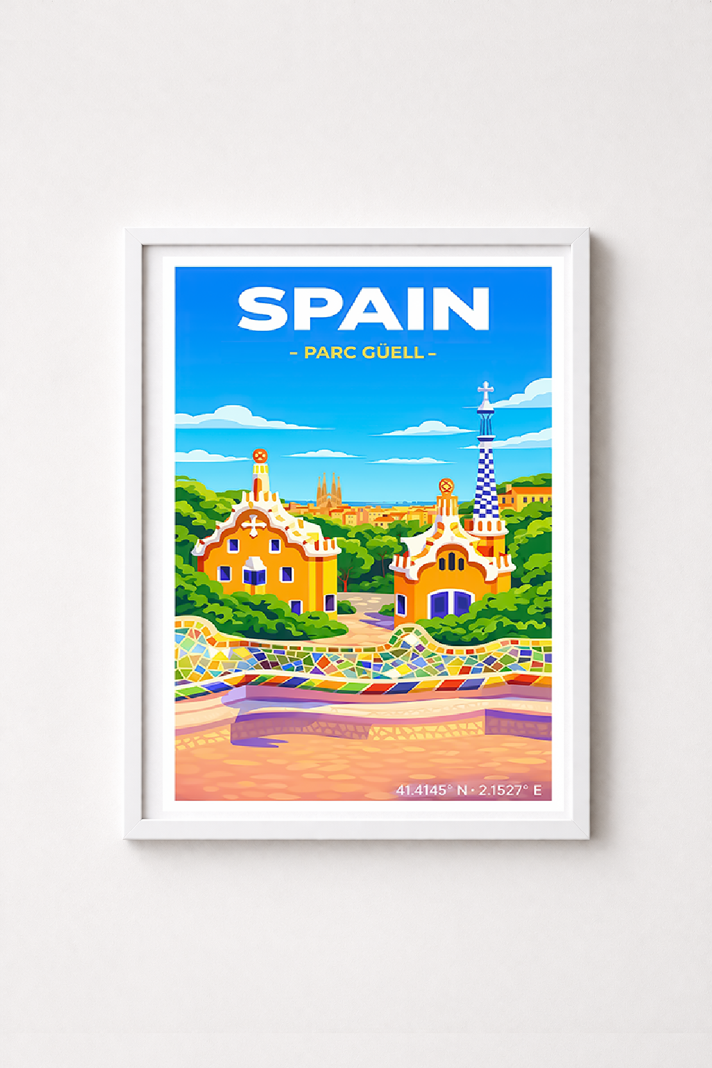 Affiche Barcelone — Parc Güell, Espagne