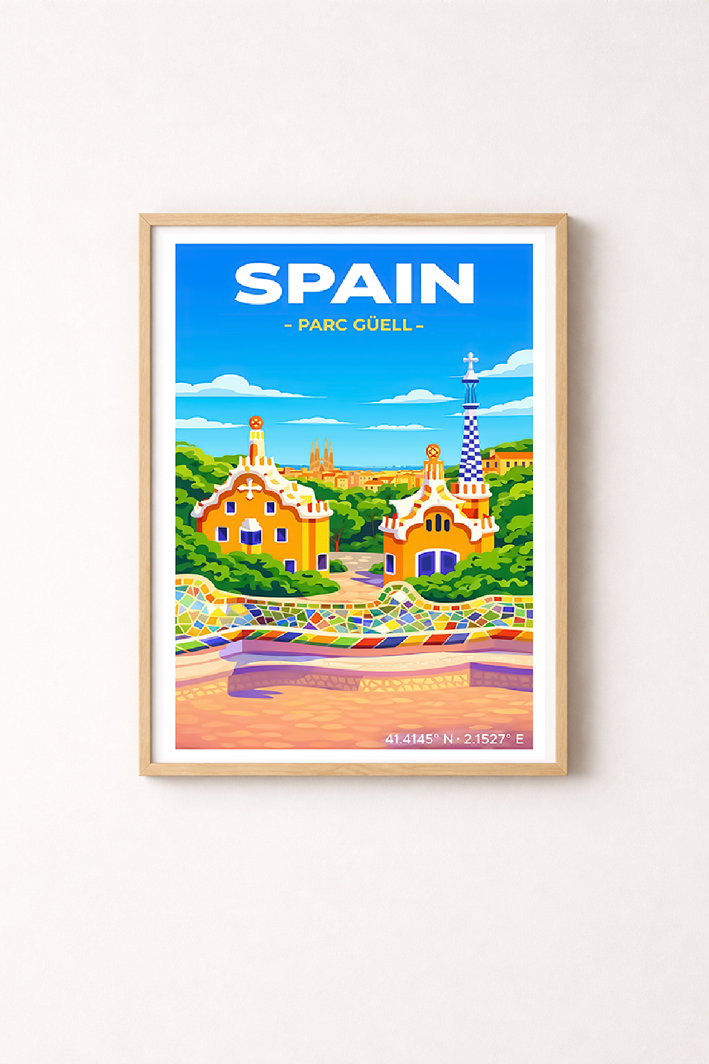 Affiche Barcelone — Parc Güell, Espagne