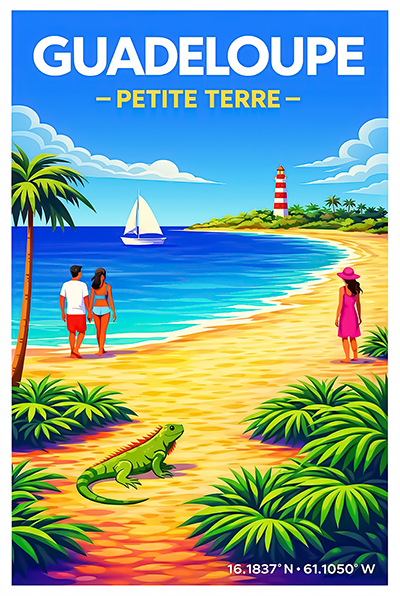 Affiche Guadeloupe — Petite Terre, Antilles françaises