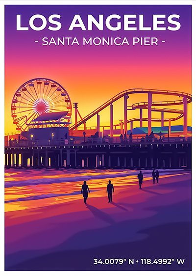 Affiche Los Angeles — Jetée de Santa Monica, États-Unis