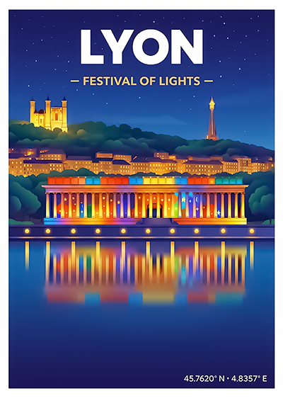 Affiche Lyon — Fête des Lumières, France