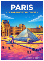 Affiche Paris — Pyramide du Louvre, France