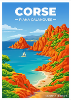 Affiche Corse — Calanques de Piana, France