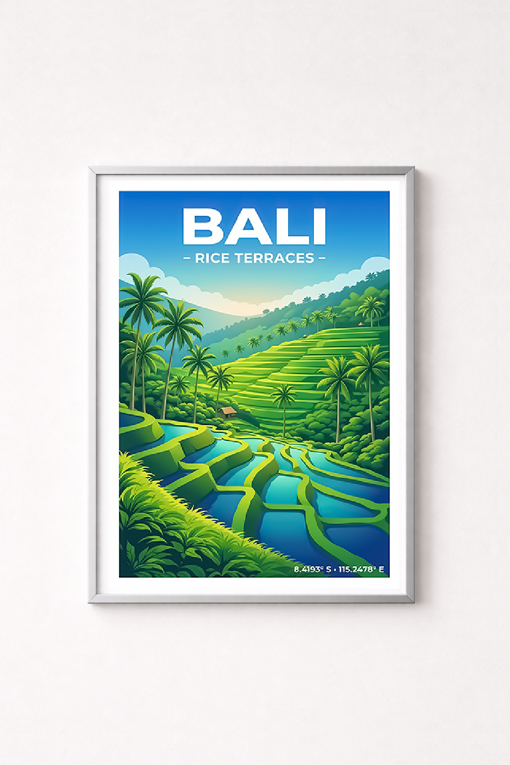 Affiche Bali — Rizières en Terrasses, Indonésie