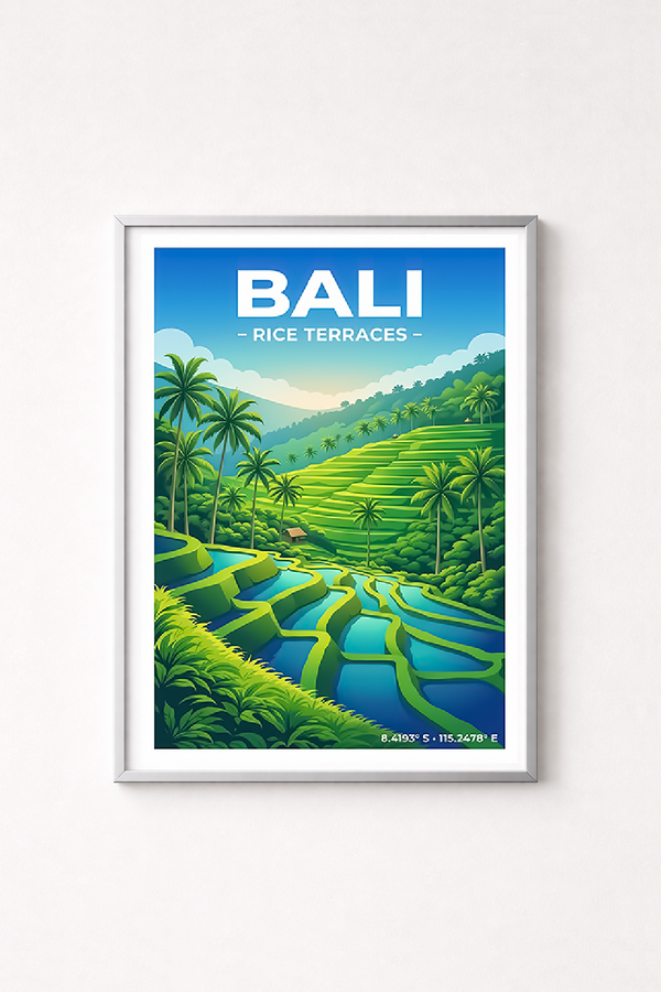 Affiche Bali — Rizières en Terrasses, Indonésie
