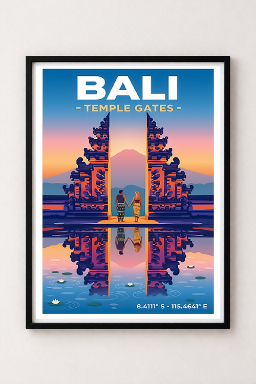 Affiche Bali — Portes du Temple Lempuyang, Indonésie