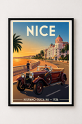 Affiche Hispano-Suiza H6 1926 — Nice, affiche vintage encadrée