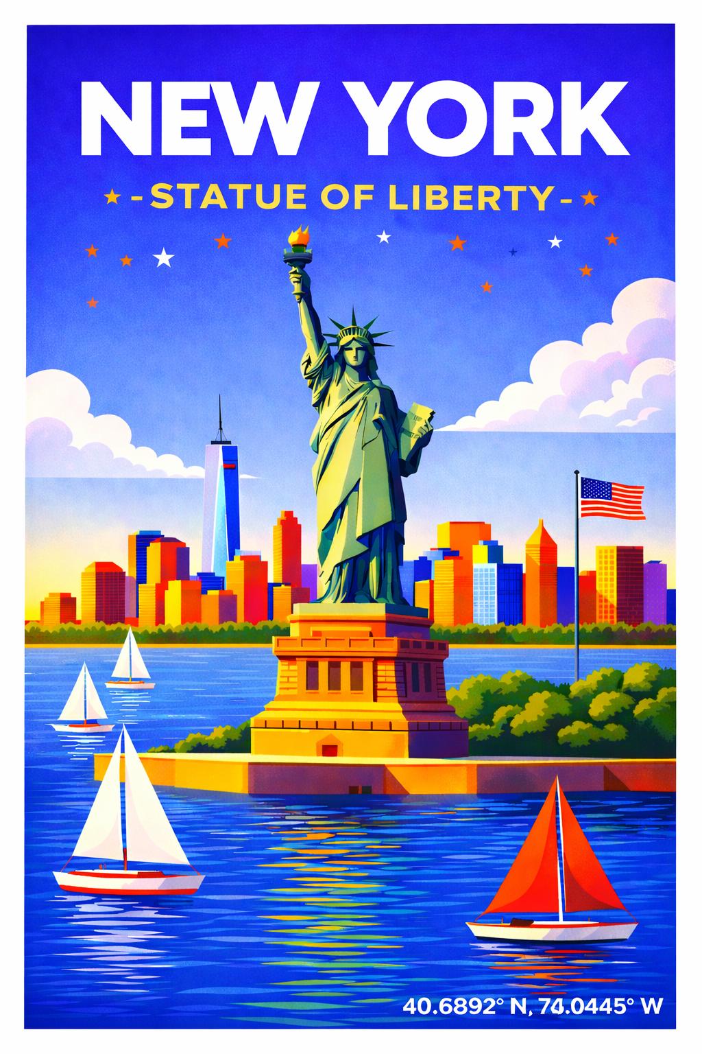 Affiche New York — Statue de la Liberté, États-Unis